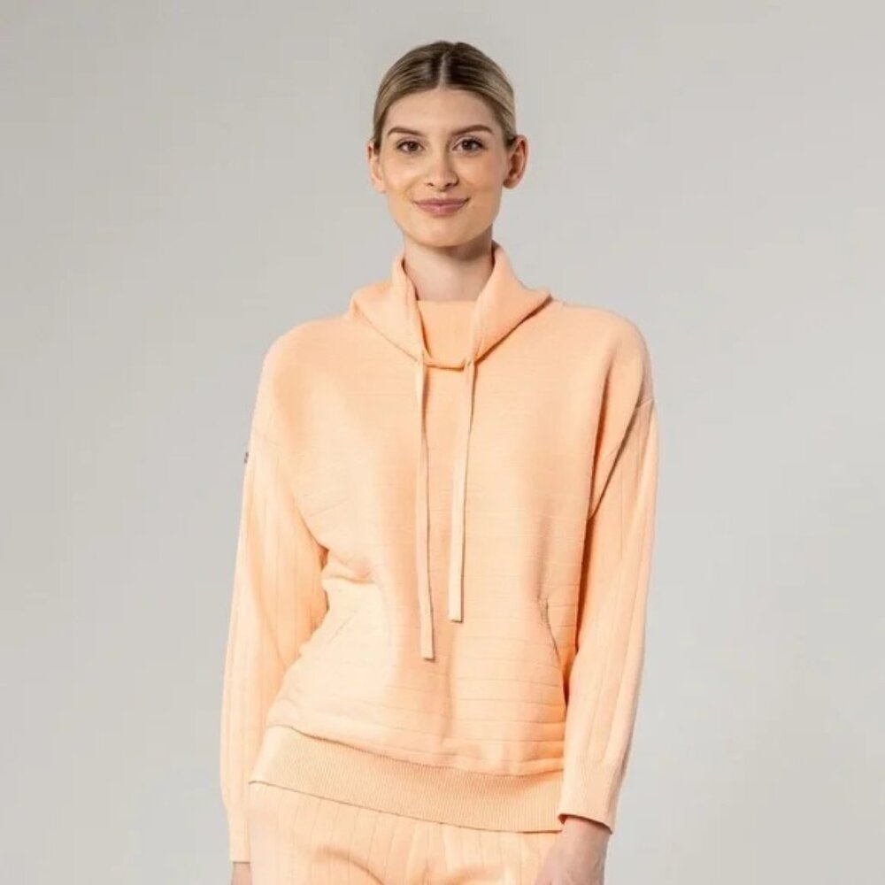 Verve Ellipse Levelwear High Mock Neck Collar Knit Ribbed Sweater Peach Size S - Picture 5 of 8